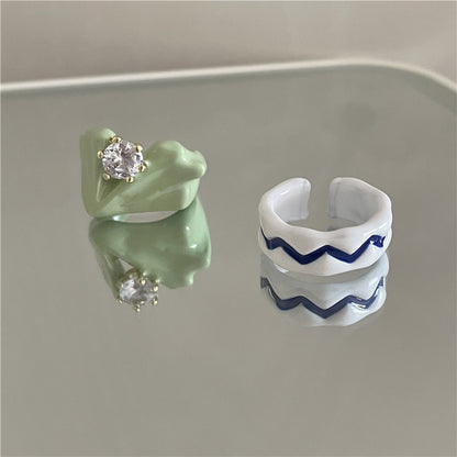 Two-piece Candy Color Spray Paint Dripping Oil Ring