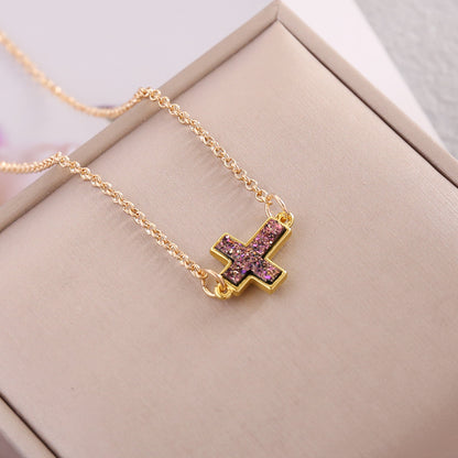 Multicolor Cross Simple Necklace Women Fashion Trendy Gothic Jewelry