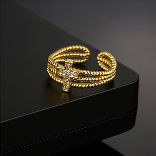Fashion Cross Geometric Ring Women's Opening Adjustable
