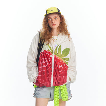 Strawberry Printed Sun Protection Clothing For Men And Women