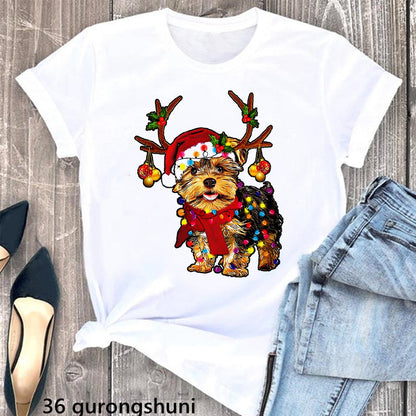 Summer Women's Clothing Schnauzer Dog Women's Printed Wear Clothes T-shirt Women