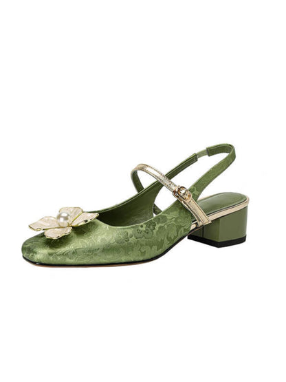 French Retro Square Toe High Heels Women